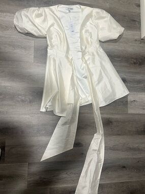 Ever New Cream Satin Tie-Front Blouse